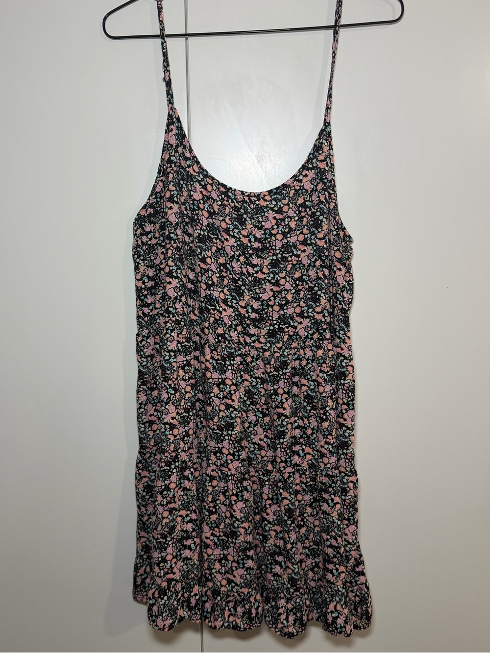 Garage Black Floral Pink low back dress - Med/Large